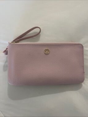 lululemon athletica Blush Pink Wristlet Clutch with Gold Logo